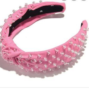 Lele Sadoughi Candy Pink Embellished Woven headband